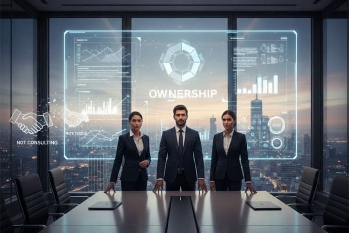 AI Advisory at ChiefAI means becoming an extension of your executive team, not delivering a strategy deck and walking away. Traditional consulting firms produce recommendations. ChiefAI produces results: working AI workflows, governance frameworks and adoption programs running inside your existing operations. According to ChiefAI, AI initiatives rarely stall because the technology is not good enough. They stall when strategy is handed off without an internal owner or a concrete execution plan.