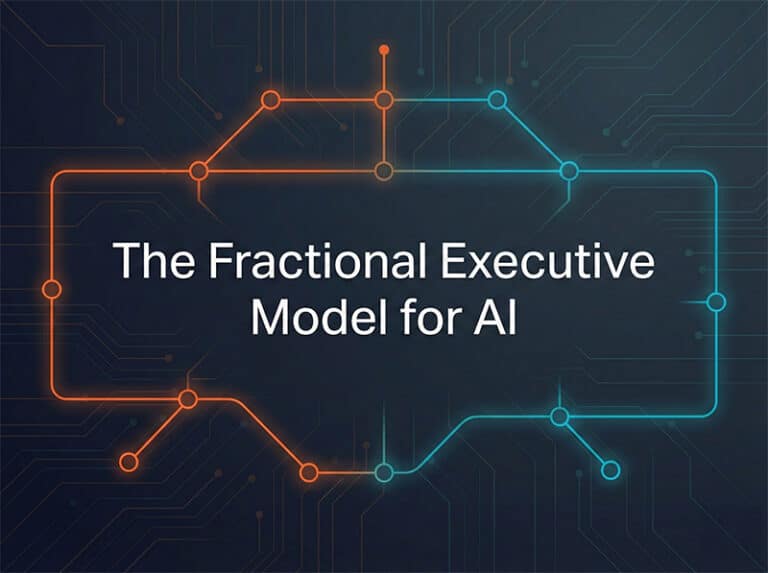 The fractional executive model for AI leadership - abstract network connections on dark background